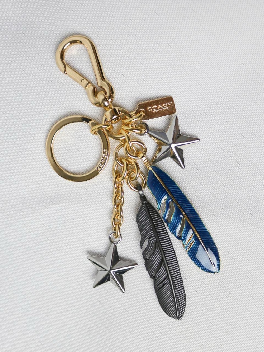 Coach Blue & Silver Feather and Star Bag Charm Keyring - Picture 4 of 7